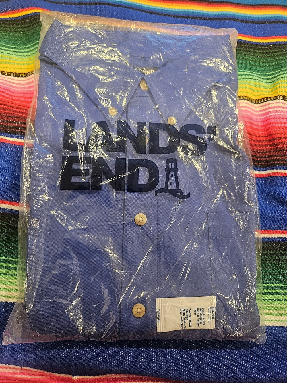 Lands' End Men's Short Sleeve Royal Blue Button-Down Shirt
